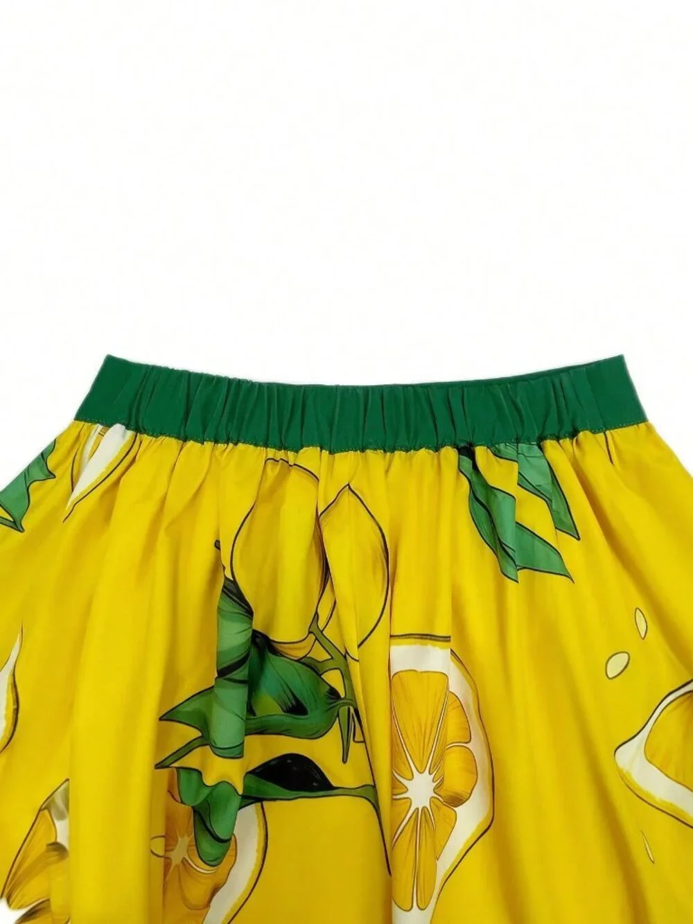Yellow Casual Women's Vacation Lemon Print A-Line Skirt
